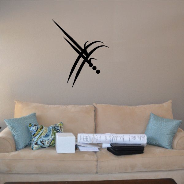 Tribal pinstripe wall decal with black graphic and dot accents