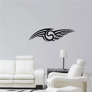 Tribal pinstripe wall decal, black tribal swirl and check stripe graphic
