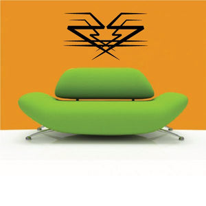 Tribal pinstripe wall decal with bold black geometric V design