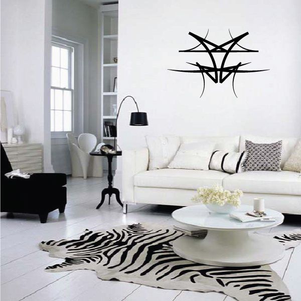 Tribal pinstripe vinyl wall decal with black abstract starburst pattern