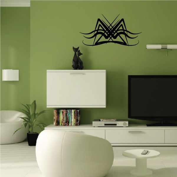Tribal pinstripe wall decal, black vinyl wall art with abstract tattoo-style design