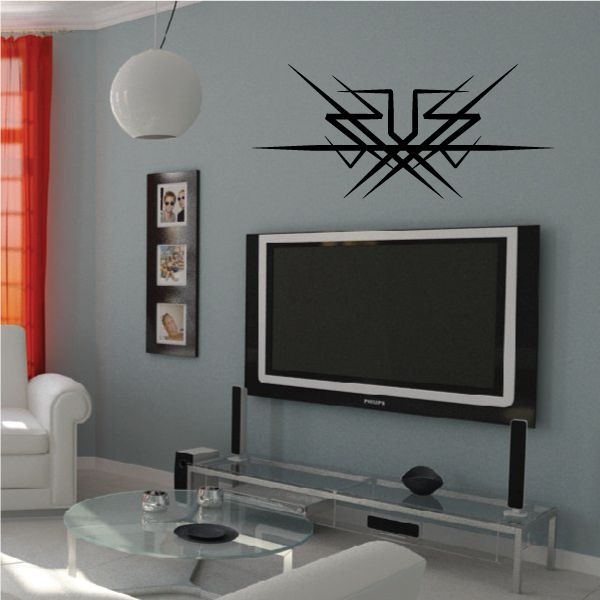 Tribal pinstripe wall decal with black starburst outline and arrow-like lines