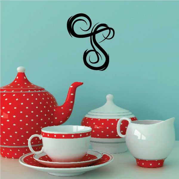 Tribal pinstripe wall decal with black swirl and spiral design