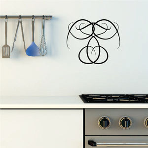 Tribal pinstripe wall decal with black interlocking knot design