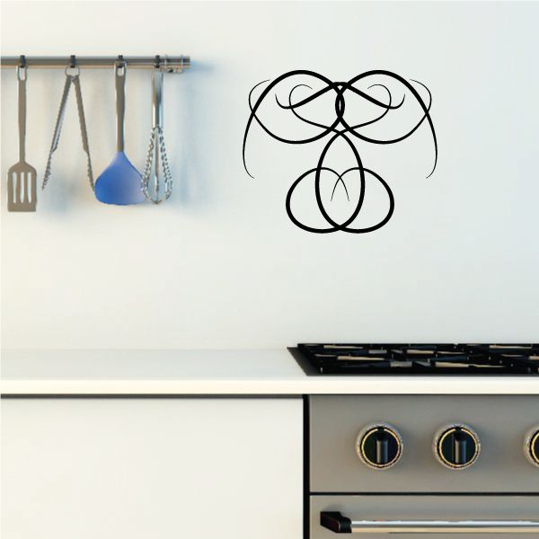 Tribal pinstripe wall decal with black interlocking knot design