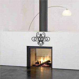 Tribal pinstripe wall decal, black interlocking swirl design