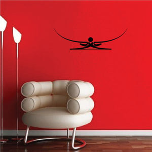 Black tribal pinstripe wall decal with arched center motif and horizontal stripe base
