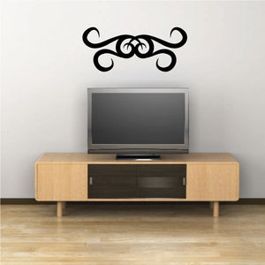 Tribal pinstripe vinyl wall decal, black ornamental scroll swirl design