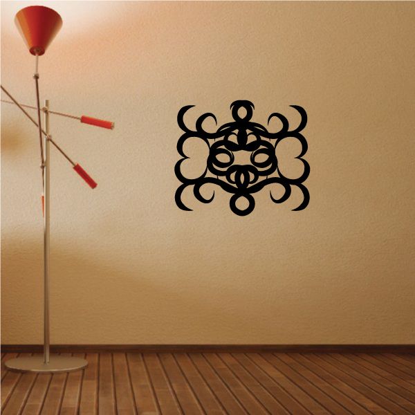 Black tribal pinstripe wall decal vinyl sticker with ornate swirl design