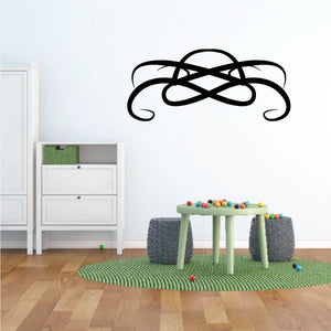 Tribal pinstripe wall decal with black knot-like swirl design