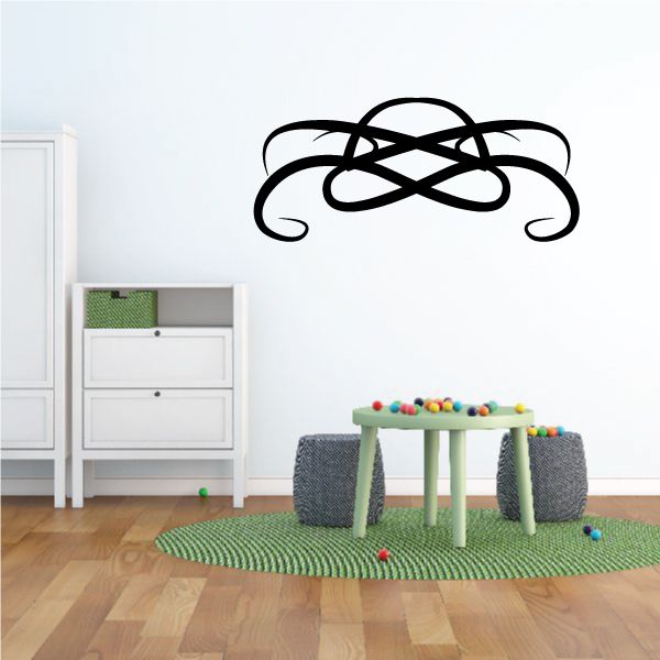 Tribal pinstripe wall decal with black knot-like swirl design