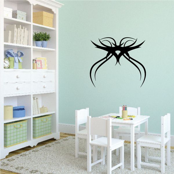 Tribal spider wall decal, black pinstripe design with curved legs and body