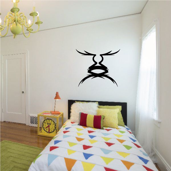 Tribal bull head wall decal, black vinyl