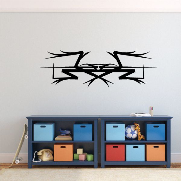 Tribal pinstripe wall decal vinyl with black star-burst graphic