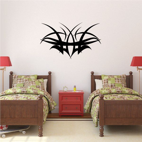Black tribal pinstripe wall decal with angular, spiky design