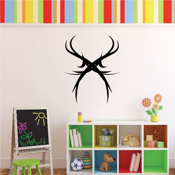 Black tribal deer antler wall decal, vinyl