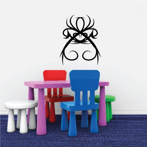 Tribal swirl wall decal with black pinstripe style design