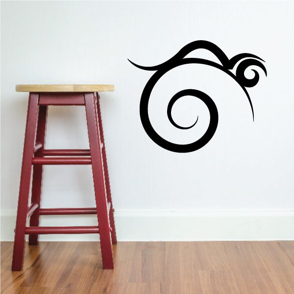 Tribal swirl wall decal, black vinyl with spiral scroll outline