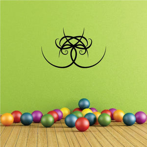 Tribal pinstripe vinyl wall decal, black decorative swirl design