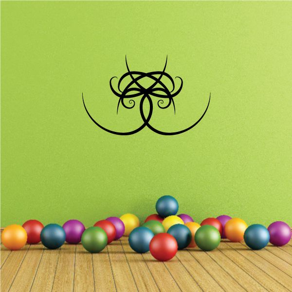 Tribal pinstripe vinyl wall decal, black decorative swirl design