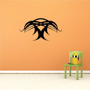 Tribal pinstripe wall decal, black stylized emblem for car or home