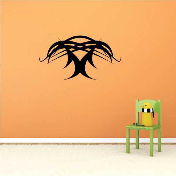 Tribal pinstripe wall decal, black stylized emblem for car or home