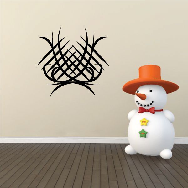 Black tribal pinstripe wall decal, vinyl sticker design.
