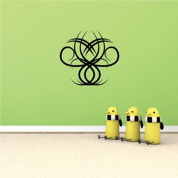 Tribal wall decal vinyl with black swirling pinstripe ornament design