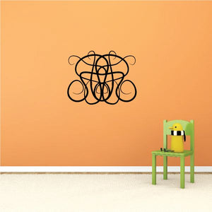 Tribal pinstripe wall decal with black swirled tribal line design