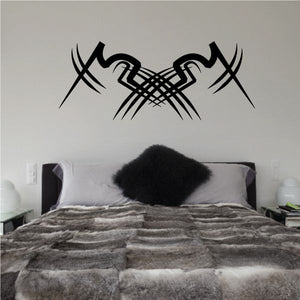 Black tribal pinstripe wall decal with crossed central knot graphic