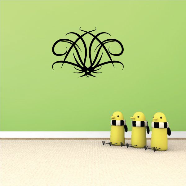 Tribal pinstripe wall decal with black ornamental design
