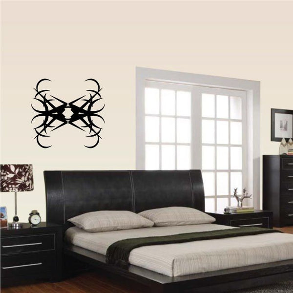 Tribal wall decal with black symmetrical pinstripe design