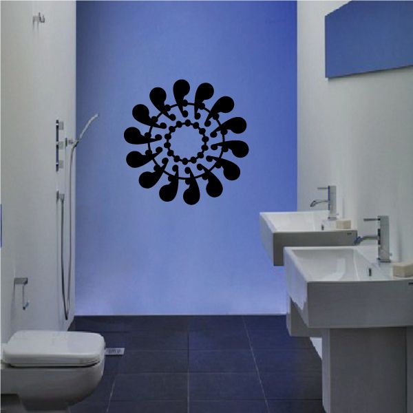 Black circular tribal pinstripe wall decal with ornate swirl pattern