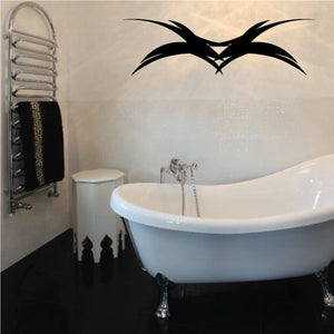 Tribal pinstripe wall decal, black bird silhouette design