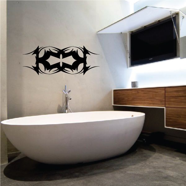 Tribal wall decal with black abstract winged pattern