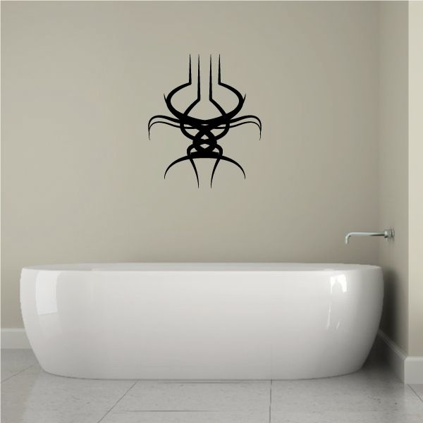 Tribal wall decal with black flame-and-barbed ornament design
