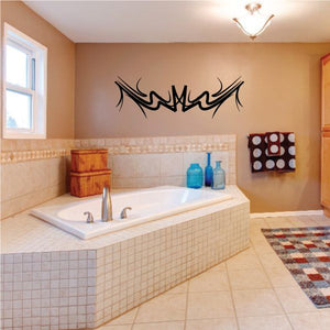 Tribal pinstripe wall decal, black stylized pattern for bathroom wall