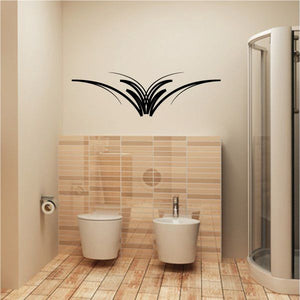 Tribal wall decal with symmetrical black pinstripe design