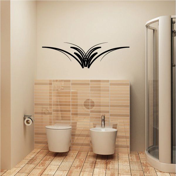 Tribal wall decal with symmetrical black pinstripe design