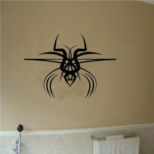 Tribal pinstripe wall decal with black skull and horned tribal design