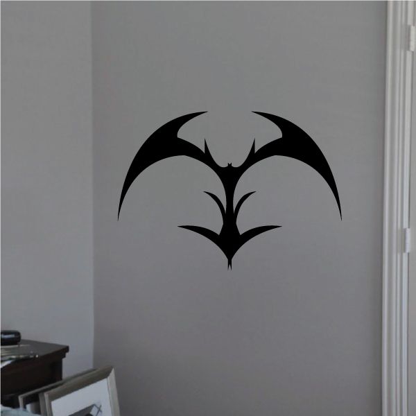 Tribal bat-style wall decal, black pinstripe graphic with symmetrical wings