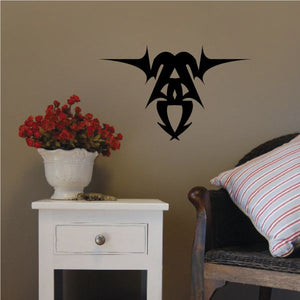 Tribal pinstripe wall decal with black spiked dagger emblem