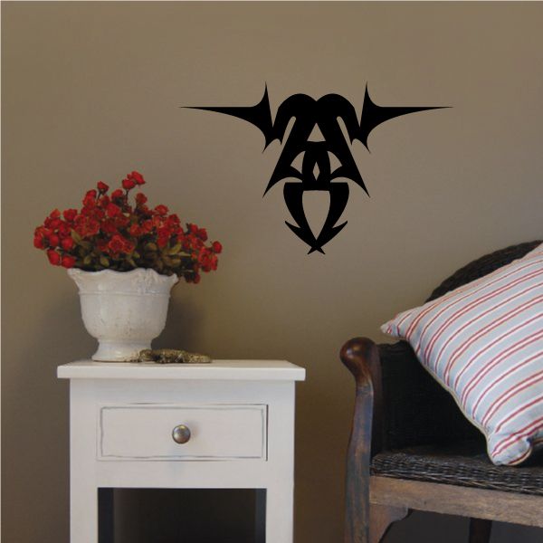 Tribal pinstripe wall decal with black spiked dagger emblem