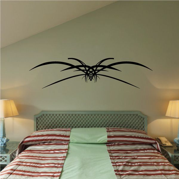 Tribal pinstripe wall decal with black web and crosshair burst design