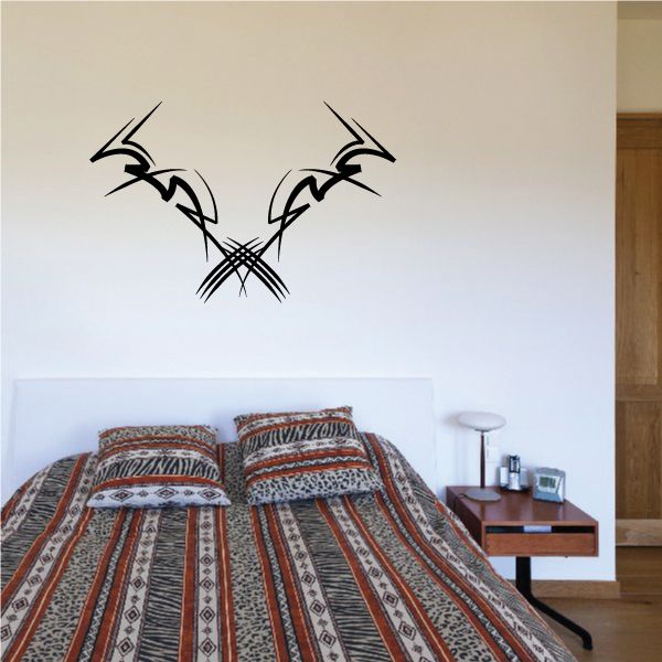 Tribal pinstripe wall decal, black crossed arrow design