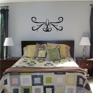 Tribal pinstripe wall decal, black ornamental swirl vinyl design