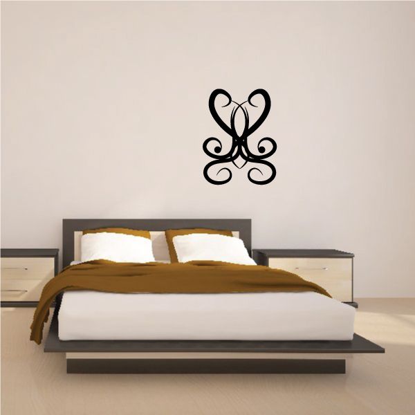 Black tribal wall decal with curlicue swirl design for walls