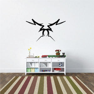 Black tribal burst wall decal with sharp pinstripe lines
