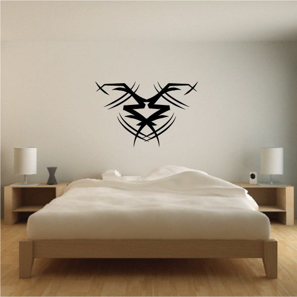 Tribal pinstripe wall decal with black geometric design