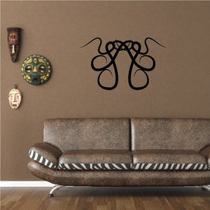 Tribal pinstripe vinyl wall decal, black abstract swirl design
